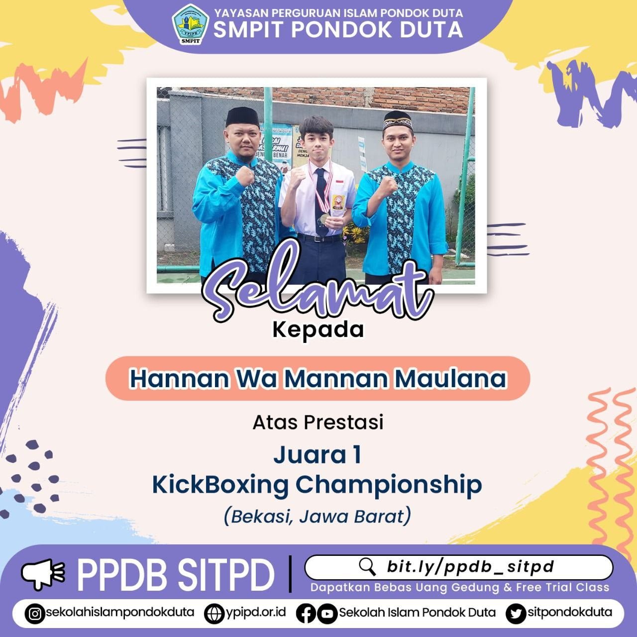 Hanan Wa Mannan Maulana: Medali Emas di Kejuaraan Kick Boxing