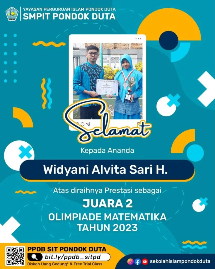 Widyani Alvita Sari, Juara kedua, Olimpiade Matematika, SMPIT Pondok Duta, Prestasi siswa, Inspirasi belajar matematika,