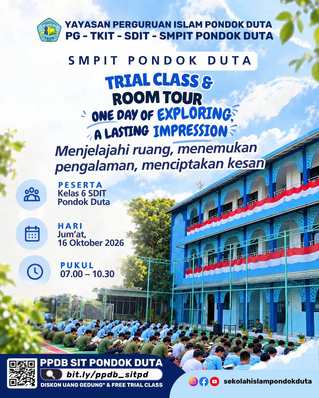 Room Tour dan Trial Class SMPIT Pondok Duta Sambut Siswa SDIT